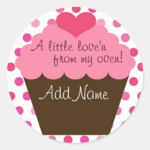 Rond "Un peu d'amour de mon four" sticker cupcake