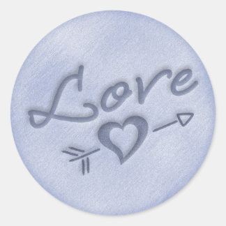 Rond Un Sticker Coeur De Mariage De Plage (Bleu Foncé)