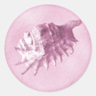 Rond Un Sticker De Coquillage De Mariage De Plage (Rose