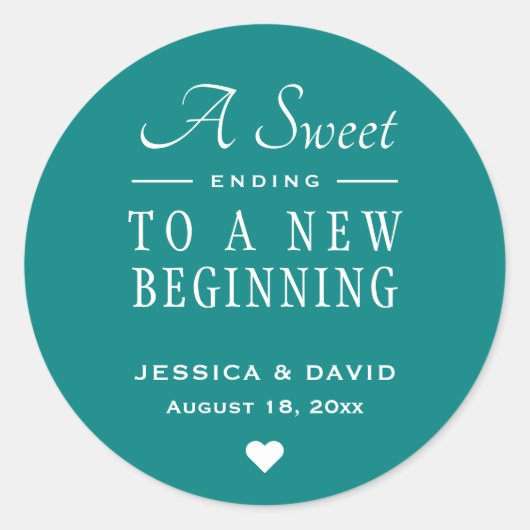 Rond Un Sticker De Faveur Mariage Turquoise Terminant D (Devant)