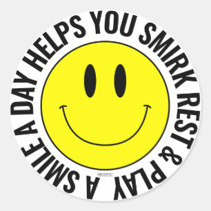 Rond Un Sticker Smilie Joyeux Un Jour