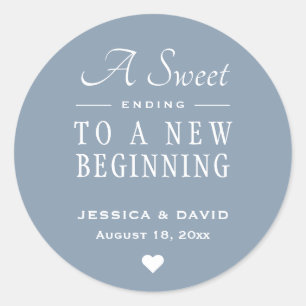 Rond Un Sticker Sweet Ending Dusty Blue Wedding Favor