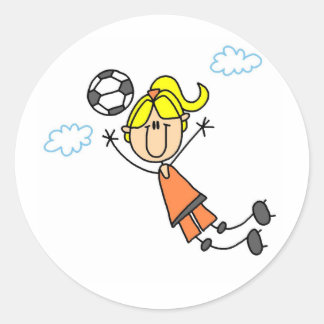 Rond Une Fille De Football Pose Un Sticker