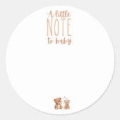 Rond Une petite note à Bébé Sticker pour cadeau (Devant)