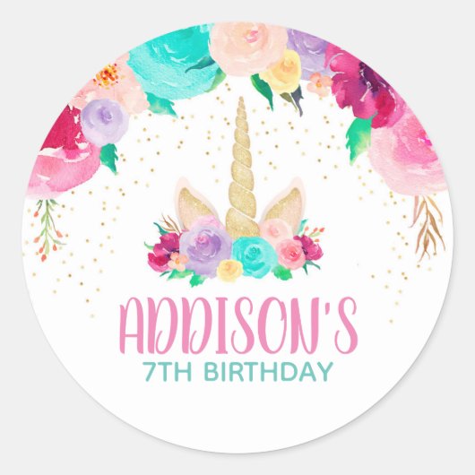 Rond Unicorn Dreams Anniversaire Fête Favoriser Sticker (Devant)