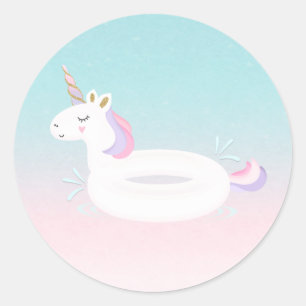 Rond Unicorn Pool Party Favoriser Tag Sticker Pool Part