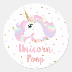 Rond Unicorn Sticker Poop Anniversaire Fête Favoriser l