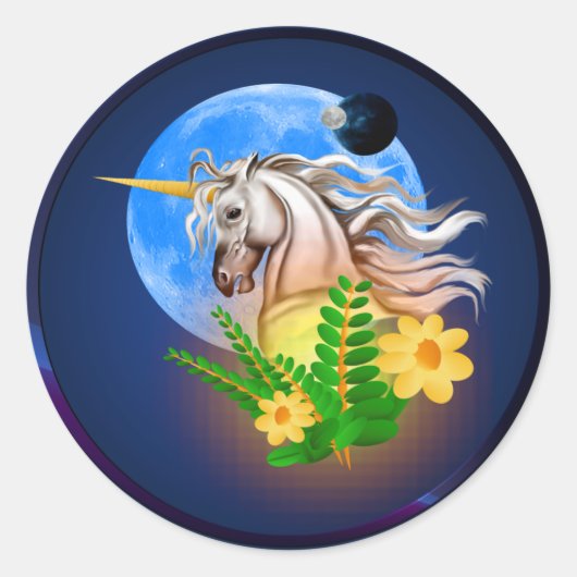 Rond Unicorne blanche, Sticker Alien World (Devant)