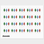 Rond Unique sapin de Noël vert bleu rouge Sticker (Feuille)