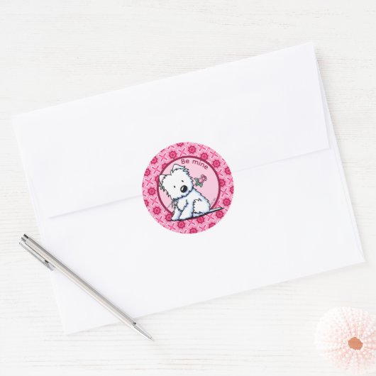 Rond Valentine Westie Sticker (Enveloppe)