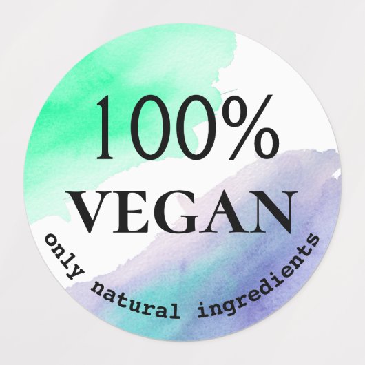 Rond veganistisch Waterverf eten Labels (Design 2)