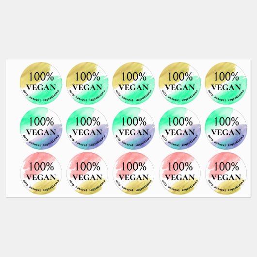 Rond veganistisch Waterverf eten Labels (Vel)