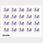 Rond Vélo Bleu Avec Panier De Fleurs - Sticker (Feuille)