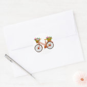 Rond Vélo Orange Avec Panier De Fleurs - Sticker (Enveloppe)