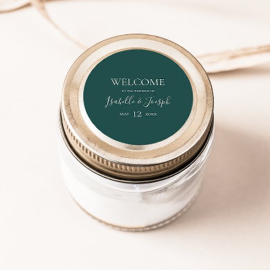 Rond Vert Foncé | Mariage Welcome Classic Round Sticker