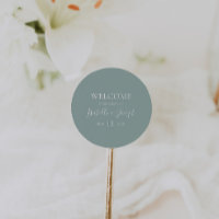 Vert sage | Mariage Welcome Classic Round Sticker