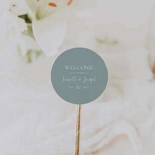 Rond Vert sage   Mariage Welcome Classic Round Sticker