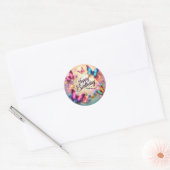 Rond Vibrant butterfly birthday sticker  (Enveloppe)