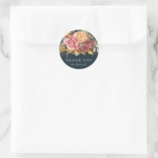 Rond/vierkant Floral Border Dank u Ronde Sticker (Tas)