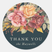 Rond/vierkant Floral Border Dank u Ronde Sticker (Voorkant)