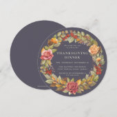 Rond/vierkant Nachtelijk Wreater Thanksgiving Dinn Kaart (Voorkant / Achterkant)