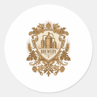 Rond Vintage Brewery Emblem Sticker | Classic Craft Bee