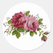 Rond Vintage Cabbage Rose Elegance Sticker (Devant)
