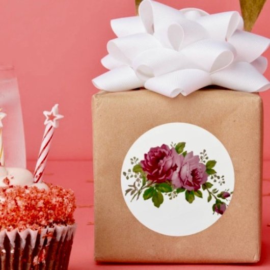 Rond Vintage Cabbage Rose Elegance Sticker