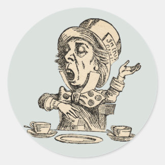 Rond vintage mad hatter label sticker seal