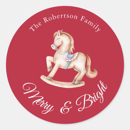 Rond Vintage Rocking Horse Christmas Sticker (Devant)