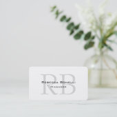 Rond Visitekaartje White Grey Monogram Manager (Staand voorkant)