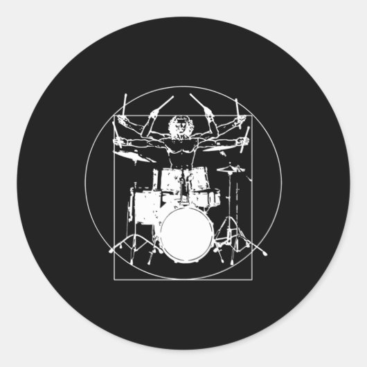 Rond Vitruvian Man Drummer Sticker (Devant)