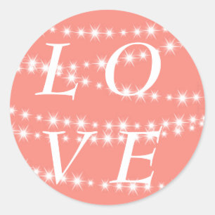 Rond Vivant Coral Twinkle lumières LOVE Sticker