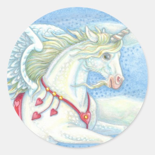 Rond Volying Hearts Unicorn PEGASUS STICKER Sheet (Devant)