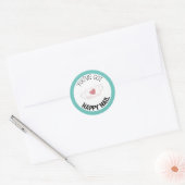 Rond Vous avez Happy Mail Round Sticker Turquoise (Enveloppe)