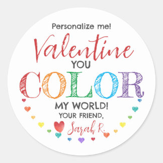 Rond Vous Coloriez Mon Monde Classe Valentine Sticker c