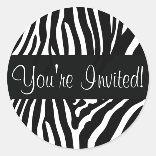 Rond Vous êtes Invité Sticker Enveloppe Zebra (Devant)