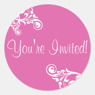 Rond Vous êtes Invited Flourish Envelope Sticker Seal