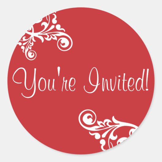 Rond Vous êtes Invited Flourish Envelope Sticker Seal (Devant)
