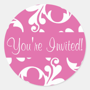 Rond Vous êtes Invited Leaf Flourish Envelope Sticker S