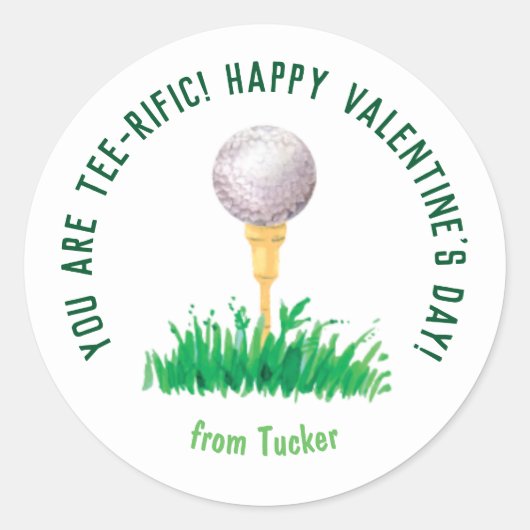 Rond Vous Êtes Tee-rific Golf Valentine Sticker (Devant)