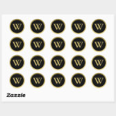 Rond W :: Monogram W Elegant Gold et Black Sticker (Feuille)