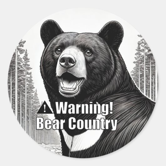 Rond Warning Bear Country Round Sticker (Devant)
