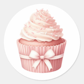 Rond Watercolor Pink Cupcake Sticker – Cozy Winter