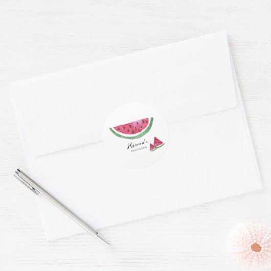 Rond Watermelon Summer Baby Shower Sticker  (Enveloppe)