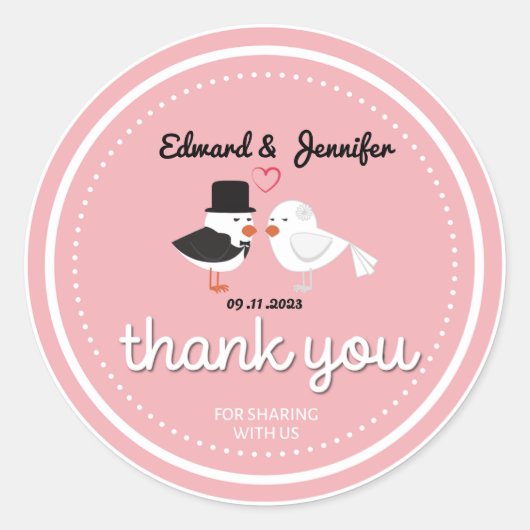 Rond Wedding Sticker Thank You for joining us (Devant)