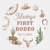 Rond Western Cowboy Rodeo Birthday Sticker (Devant)