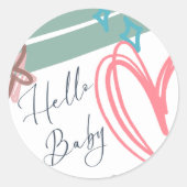 Rond Whimsical "Hello Baby" Round Sticker (Devant)