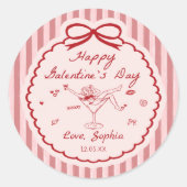Rond Whimsical Red Happy Galentine's Day Sticker (Devant)