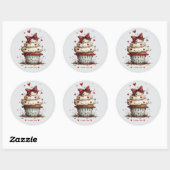 Rond Whimsical Watercolor Cupcake Love Sticker (Feuille)